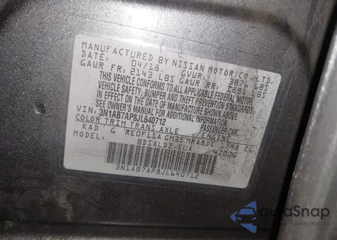 2018 Nissan Sentra Sv z USA, uszkodzony, nr VIN 3N1AB7AP8JL640712